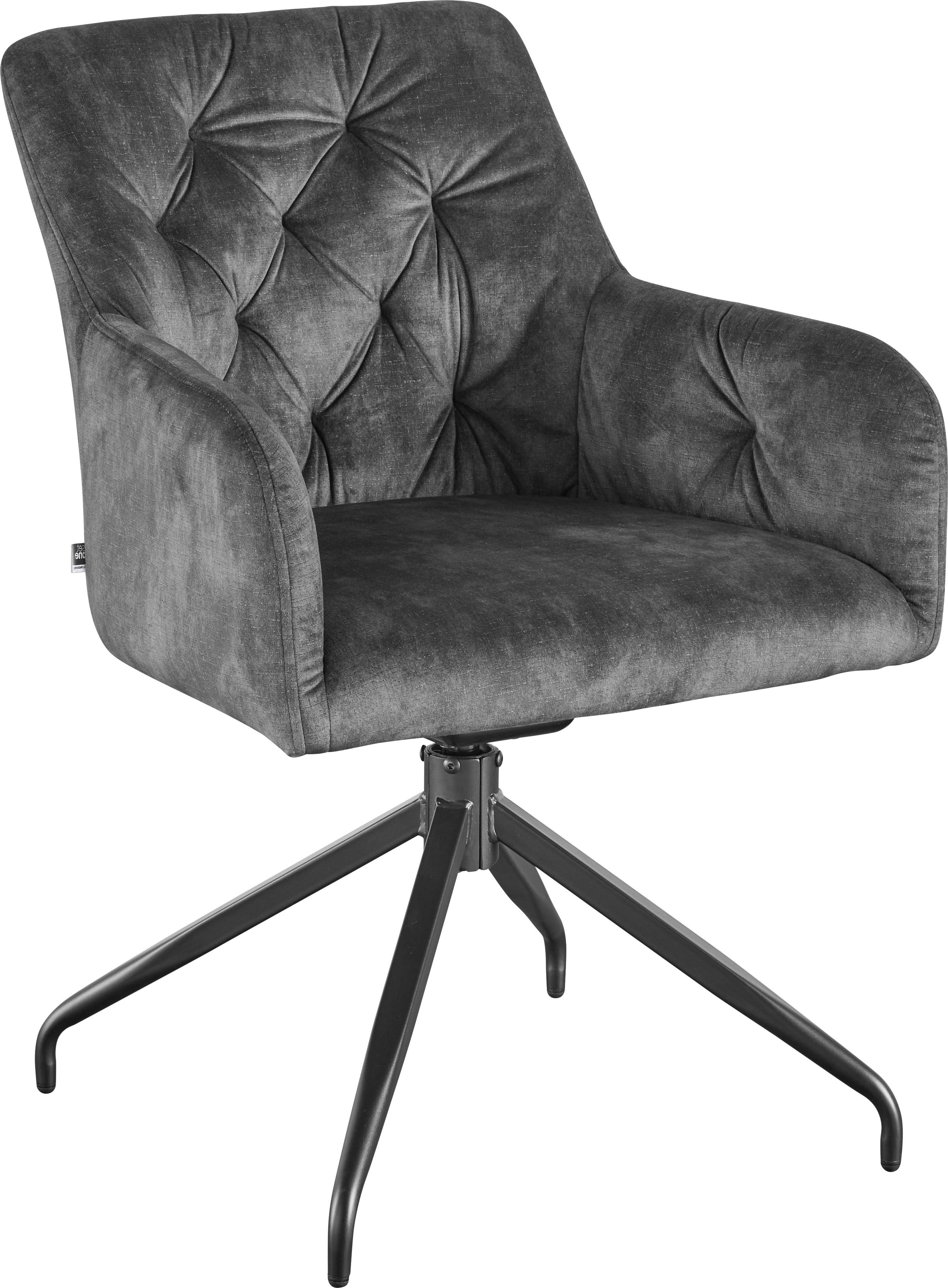 4-Fußstuhl "Yonkers", anthrazit, schwarz, B:60,5cm H:85cm T:64,5cm, Polyester, SET ONE BY MUSTERRING, Stühle, Armlehnenstuhl mit Stativgestell, mit Auto-Return und Wippfunktion Image