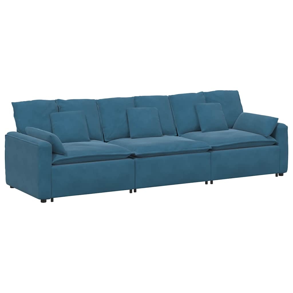 vidaXL Modulares Sofa mit Kissen Blau Image