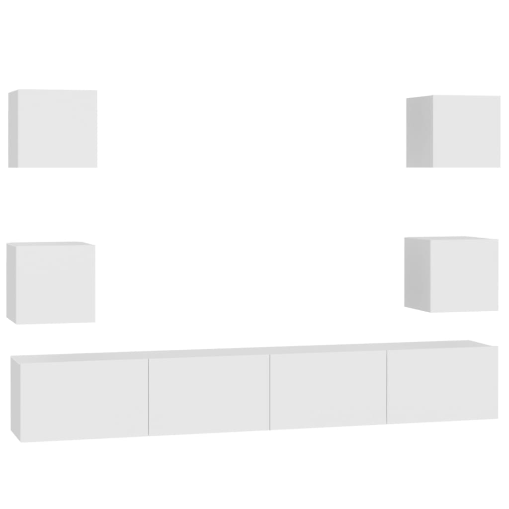 vidaXL 6-tlg. TV-Schrank-Set Weiß Holzwerkstoff Image