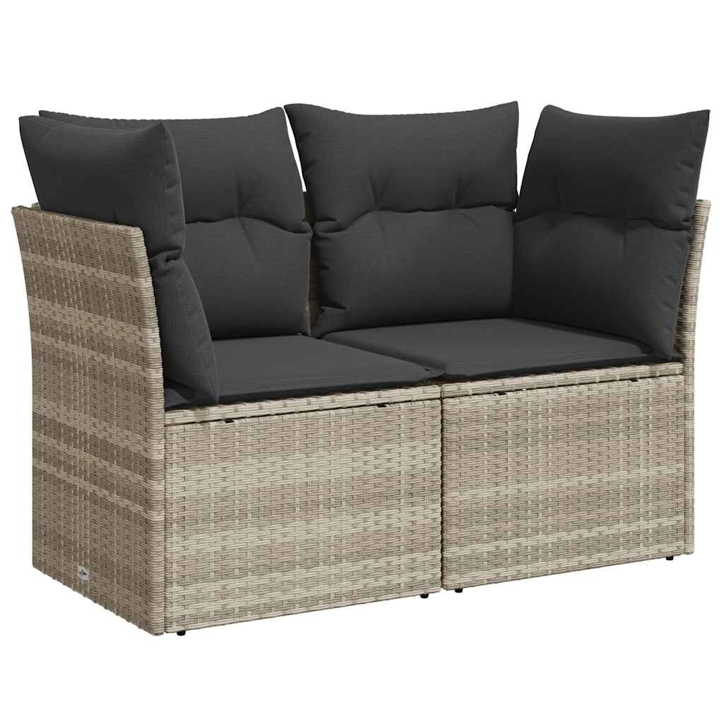 vidaXL Gartensofa mit Kissen 2-Sitzer Hellgrau Poly Rattan Image