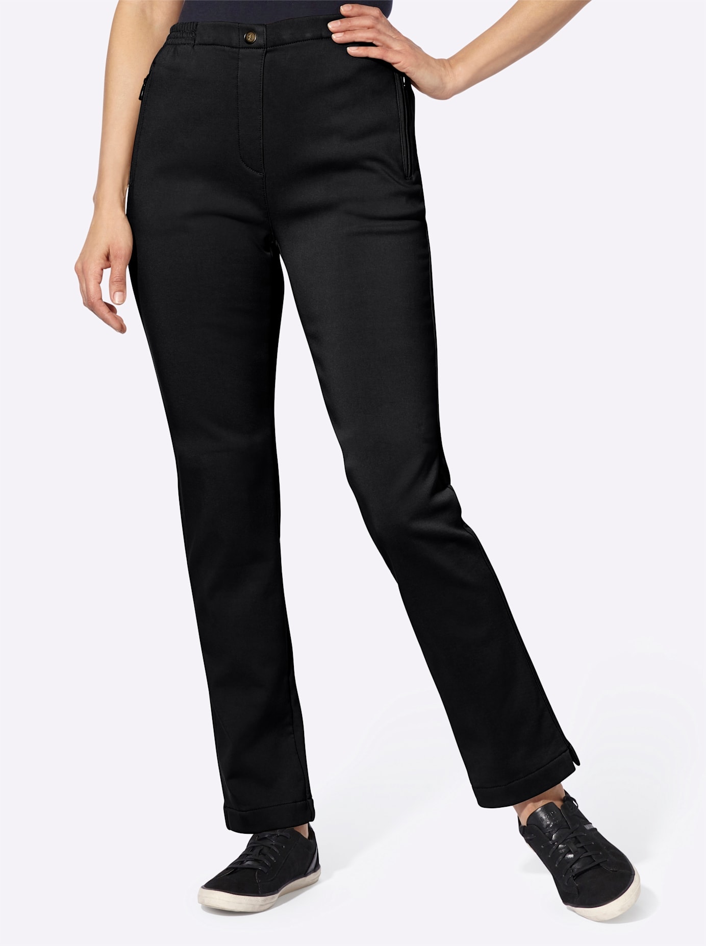 Thermohose CLASSIC BASICS, Damen, Gr. 44, Normalgrößen, schwarz, 76% Viskose, 21% Polyamid, 3% Elasthan, unifarben, lang, Hosen Image