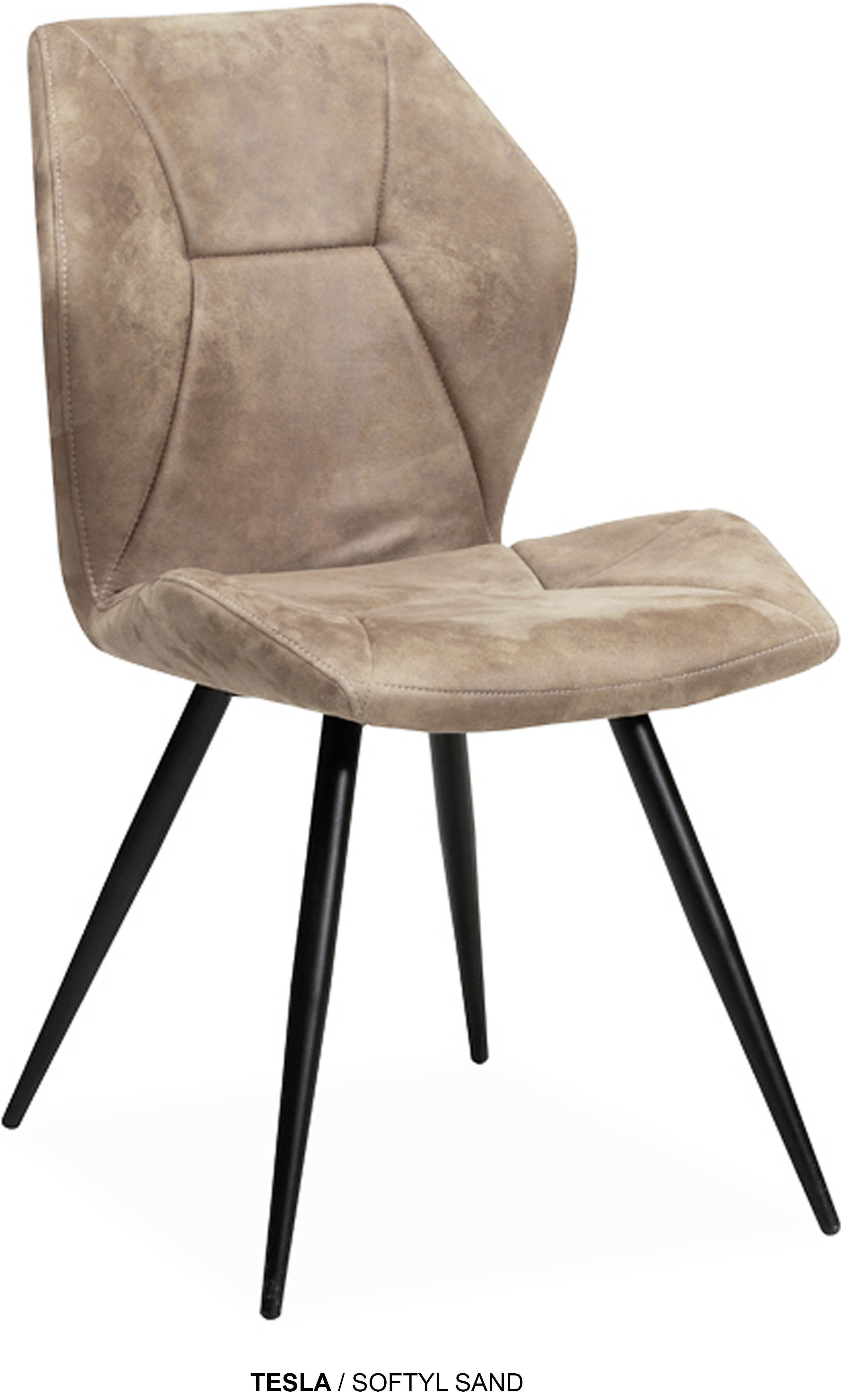 Esszimmerstuhl OMG DESIGN "Tesla", sand, schwarz, B:52cm H:90cm T:62,5cm, Polyester, Stühle, Esszimmerstuhl, pflegeleichter Bezug Image
