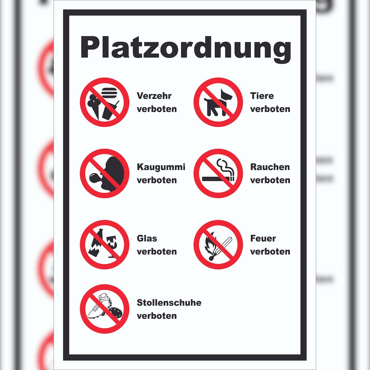 HB-Druck Schild Platzordnung hochkant A5 Rückseite selbstklebend Image