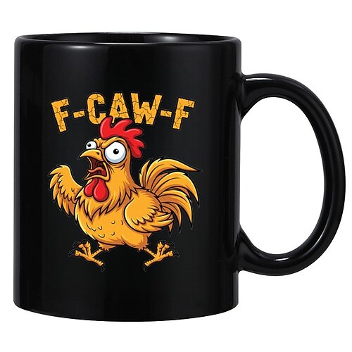 f-caw-f lustige Huhn Becher humorvolle Hahn Kaffeetasse Gag Weihnachtsgeschenk für Freunde Keramik-Teetasse für die Familie, für Büro, Küche, Geburtstag, Weihnachten oder als lustige Geschenkidee Image