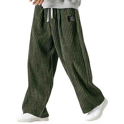 Herren Jogginghose Hose Cordhose Baggy-Hosen Gerade geschnittene Sweatpants Kordelzug Elastischer Bund Einfarbig Komfort Volle Länge Outdoor Lässig Täglich Mode Klassicher Stil Schwarz Marineblau Image