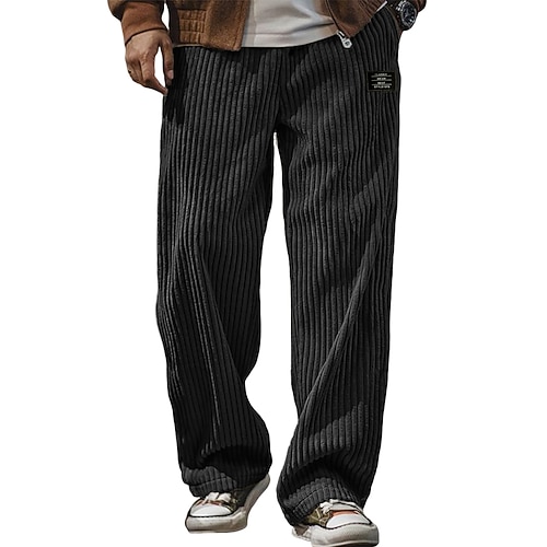 Herren Jogginghose Hose Cordhose Baggy-Hosen Gerade geschnittene Sweatpants Kordelzug Elastischer Bund Einfarbig Komfort Volle Länge Outdoor Täglich Streetwear Mode Klassicher Stil Lässiger Schnitt Image