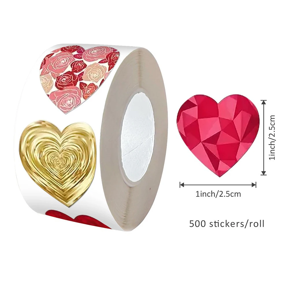 2,5 cm große Liebesetiketten, 500 Stück, rote Herz-Aufkleber für Valentinstag, Backen, Verpackung, Aufkleber, Liebe, dekorative Aufkleber, Umschlagsiegel