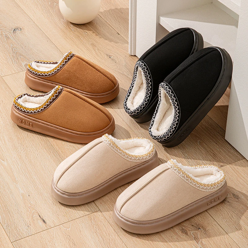 Winter Casual frauen Hausschuhe Hause Plüsch Luxus Designer Frau Schuhe Mode Innen Fuzzy Pelz Rutschen Wohnungen Elegante Große Größe