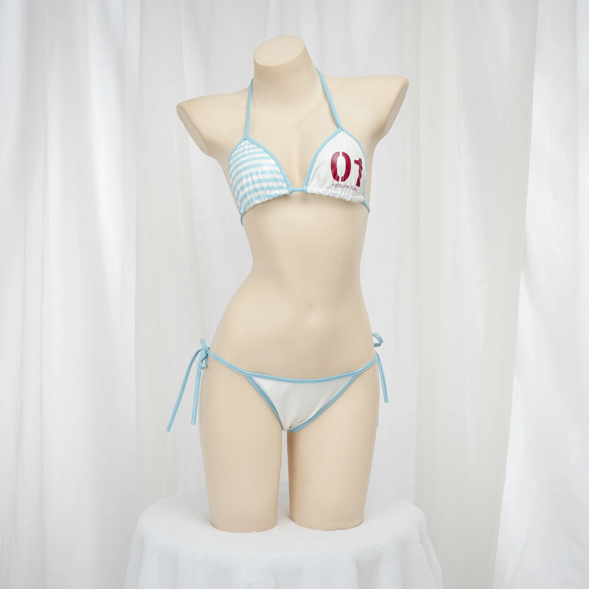 PJSK Cosplay Micro Bikini Mujer Women Sexy PU Leather Push Up Thong Swimsuit Summer Bathing Suit Bandage Holiday Swimwear