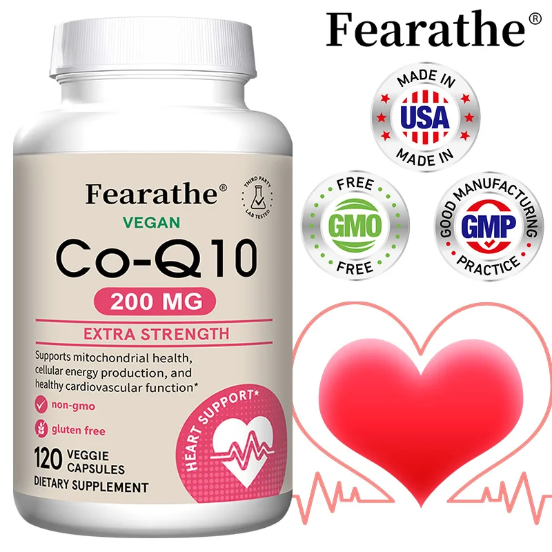 Coenzyme Q10 Supplement 200 Mg - Supports Mitochondrial Health, Energy Production, and Cardiovascular Health - Non-GMO