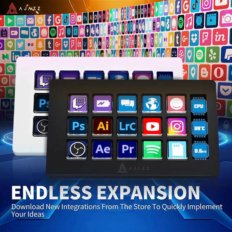 AJAZZ AKP153E Desktop-Helfer, 15-Tasten-Makro-Tastatur, multifunktionales Konsolenpanel, Desktop-Assistent, benutzerdefinierte Mini-Tastatur Image