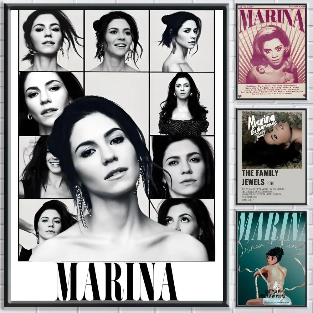 Marina and the Diamonds Musikalbum-Poster, HD, selbstklebend, wasserfest, ideal für Zuhause, Büro, Wohnheim, Schlafzimmer, tolles Geschenk