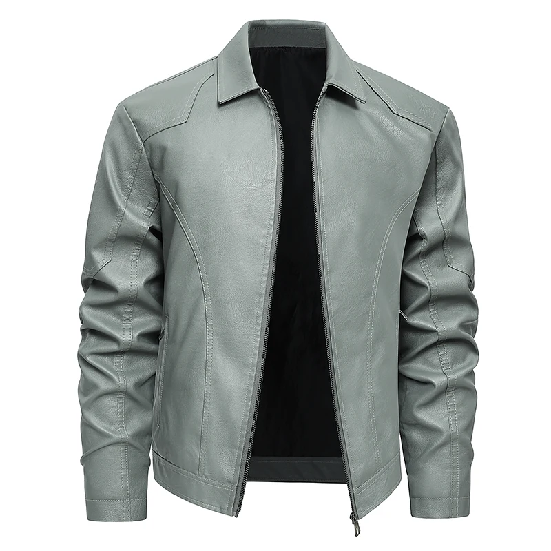 Frühling Herbst Drehen Unten Kragen Jacken Leder Mäntel Männer Solide Moto Biker Outwear Slim Fit Casual Leder Jacke Plus Größe M-8XL
