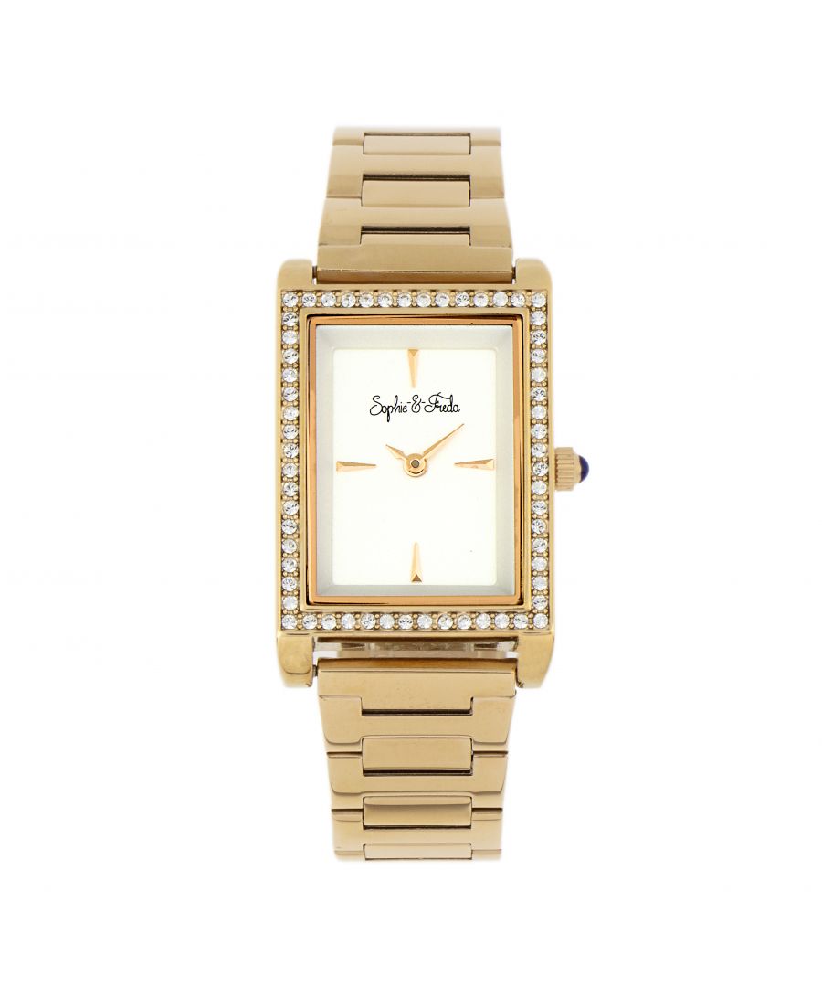 Sophie & Freda Womens and Wilmington Bracelet Watch W/swarovski Crystals - Gold Stainless Steel - One Size