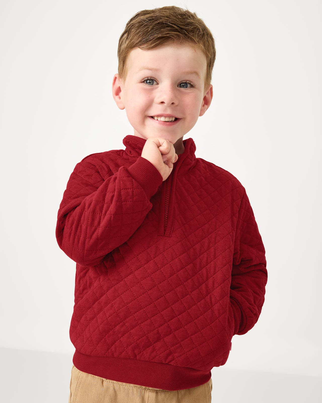 Holiday Red Quilted Zip Pullover - 18-24 months