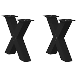 vidaXL Couchtischbeine X-Form 2 Stk. Schwarz 60x(42-43) cm Stahl Image