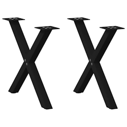 vidaXL Couchtischbeine X-Form 2 Stk. Schwarz 50x(42-43) cm Stahl Image