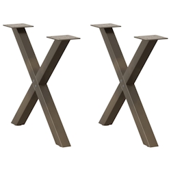 vidaXL Couchtischbeine X-Form 2 Stk. Naturstahl 60x(42-43) cm Stahl Image