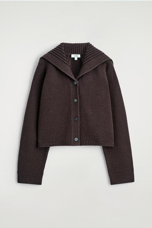 Sailor-Collar Wool Cardigan - Black - COS Knitwear