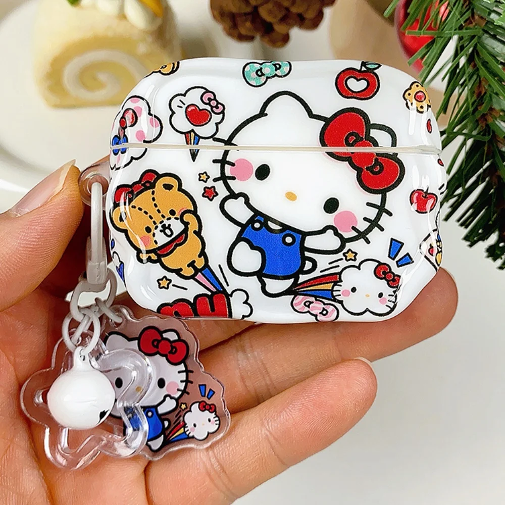 Nette KT Kopfhörer Fall Kopfhörer Drahtlose Bluetooth Headset Schützen Fall Für Airpods Pro Pro 2 Pro 3 4 3 2 1 ive Abdeckung mit Anhänger Image