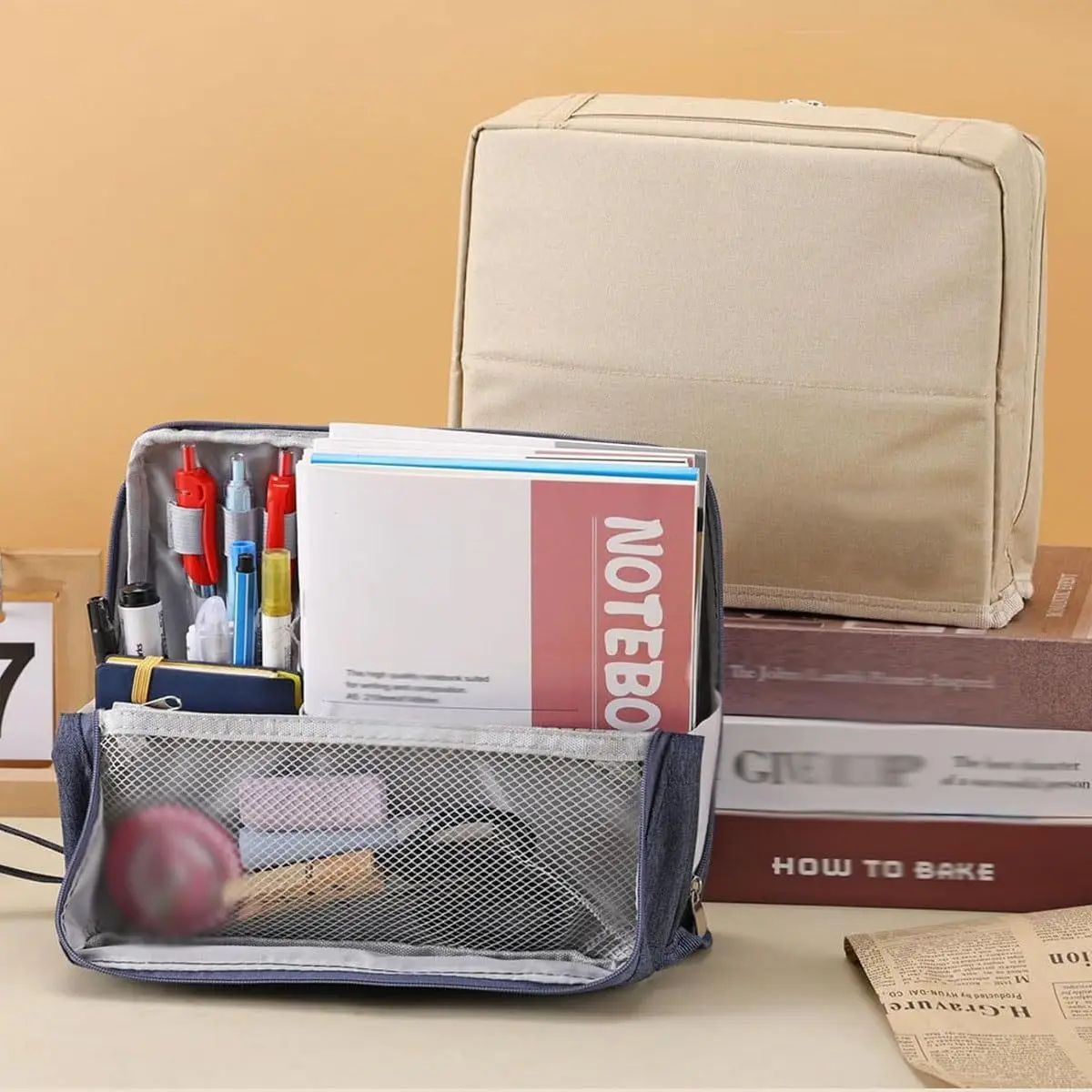 Supergroßes Fassungsvermögen Stiftetui für Studenten, Lernbedarf, Aufbewahrungstasche, Make-up-Tasche für Studenten, hohes Aussehen, Schreibwarenbox Image