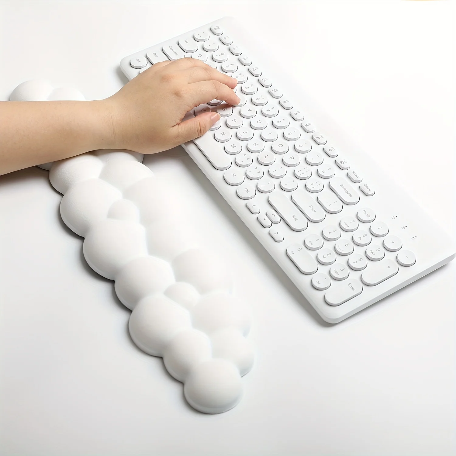 PU-Tastatur aus Memory-Schaum mit hoher Dichte, Cloud-Handgelenkauflage mit ergonomischer Handgelenkstütze und rutschfester Basis für Heimbüro/Computer Image