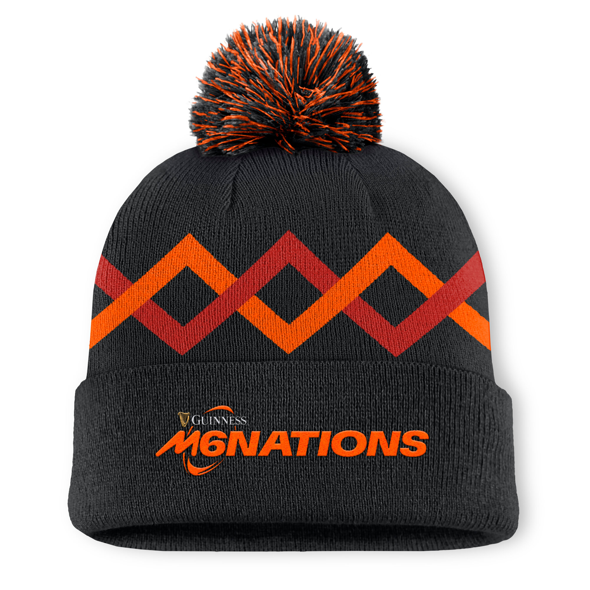 Guinness 6 Nations Wile Beanie mit Bommel und Umschlag – Schwarz Image