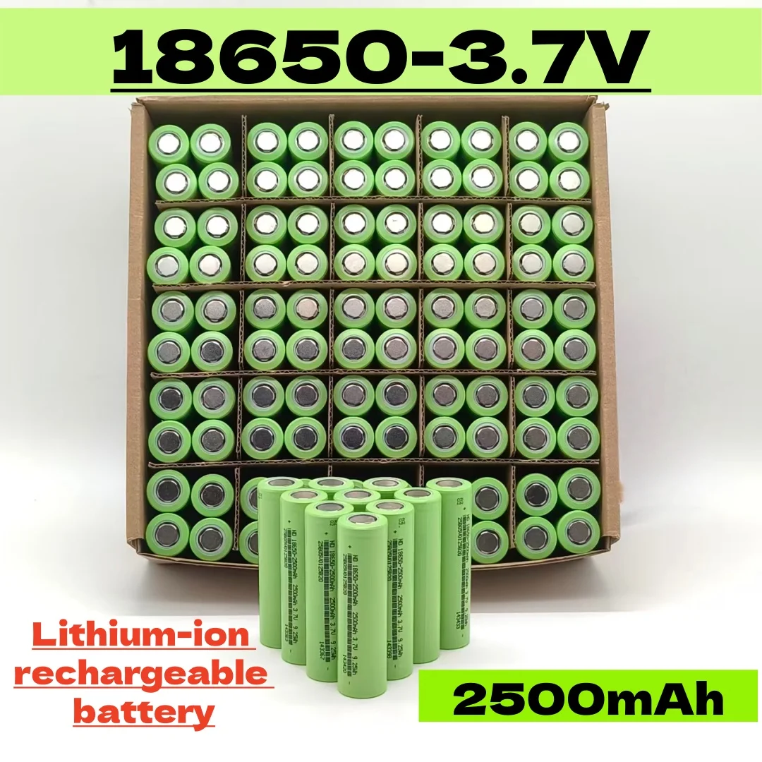 Premium 2500 mAh 3,7 V 18650 Lithiumbatterie für Spielzeug- und Werkzeugbatterien. Kann mit positivem Anschluss und Anschlusskabel geliefert werden. Image