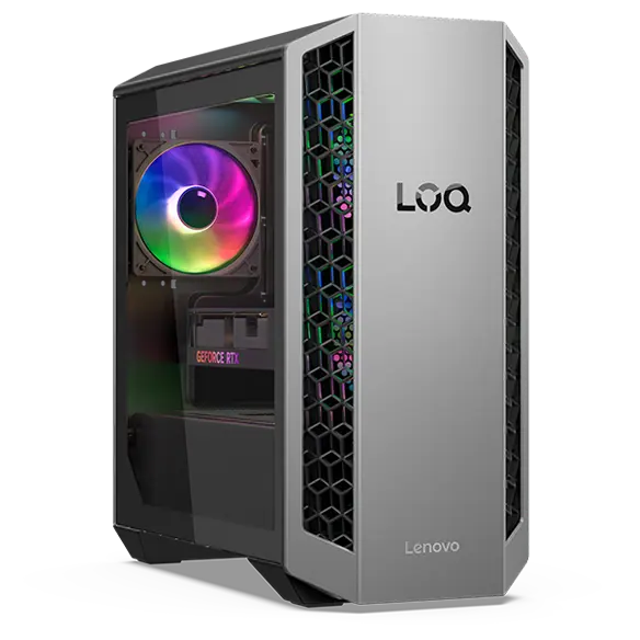 Lenovo LOQ Gaming Tower, Luna Grey (Front Bezel), Eclipse Black (Chassis) - Gaming Desktop | Gaming PC - Windows 11 Home - AMD Ryzen™ 7 8745HX - 1TB SSD - 32GB RAM -