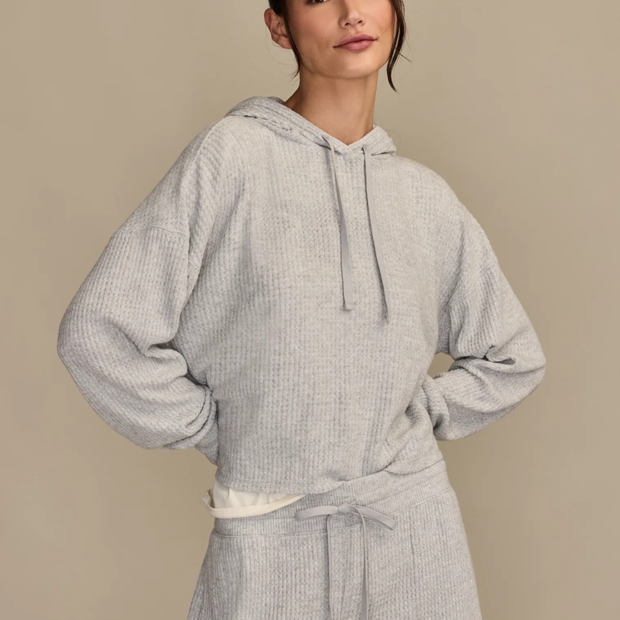Lucky Brand Cloud Waffle Hoodie - Women's Clothing Outerwear Sweatshirts Crewneck Hoodies in Light Heather Gray, Size M