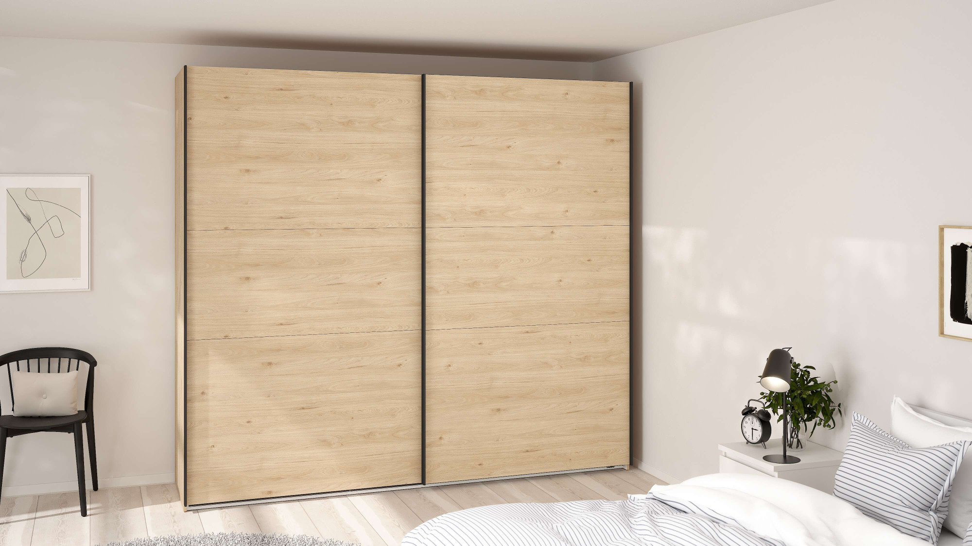Schwebetürenschrank HOME AFFAIRE "Como, Kleiderschrank, Schlafzimmerschrank", jackson hickory, B:244cm H:221cm T:66,6cm, FSC-zertifizierter Holzwerkstoff, Schränke Image