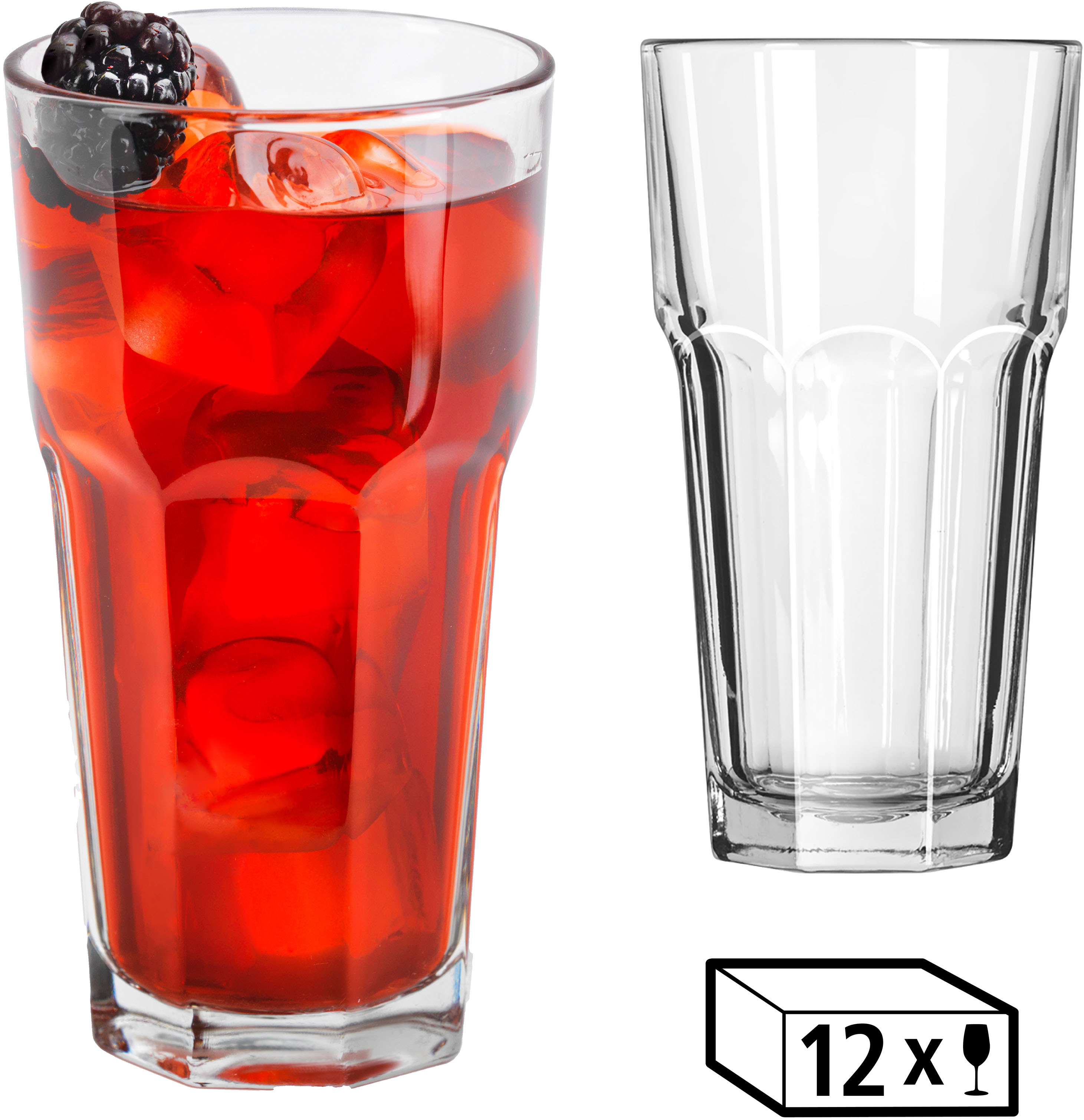 Gläser-Set LIBBEY "Cooler Glas -GIBRALTAR- 473 ml, Ø: 8,5 cm, H: 16 cm, 12er Set", transparent, H:16cm Ø:8,5cm, Glas, Trinkgefäße, hochwertig verarbeitet, im modernen Design