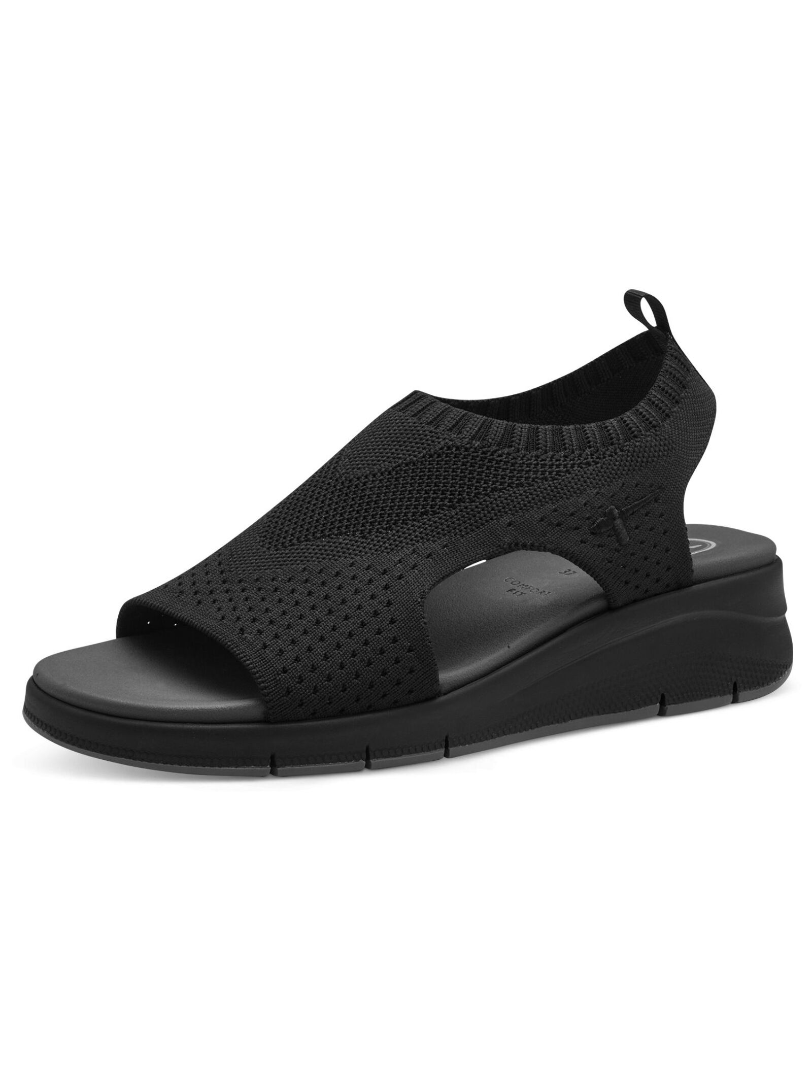 Keilsandalette TAMARIS "Tamaris Sandalen Textil", Damen, Gr. 40, schwarz, Textil, Schuhe