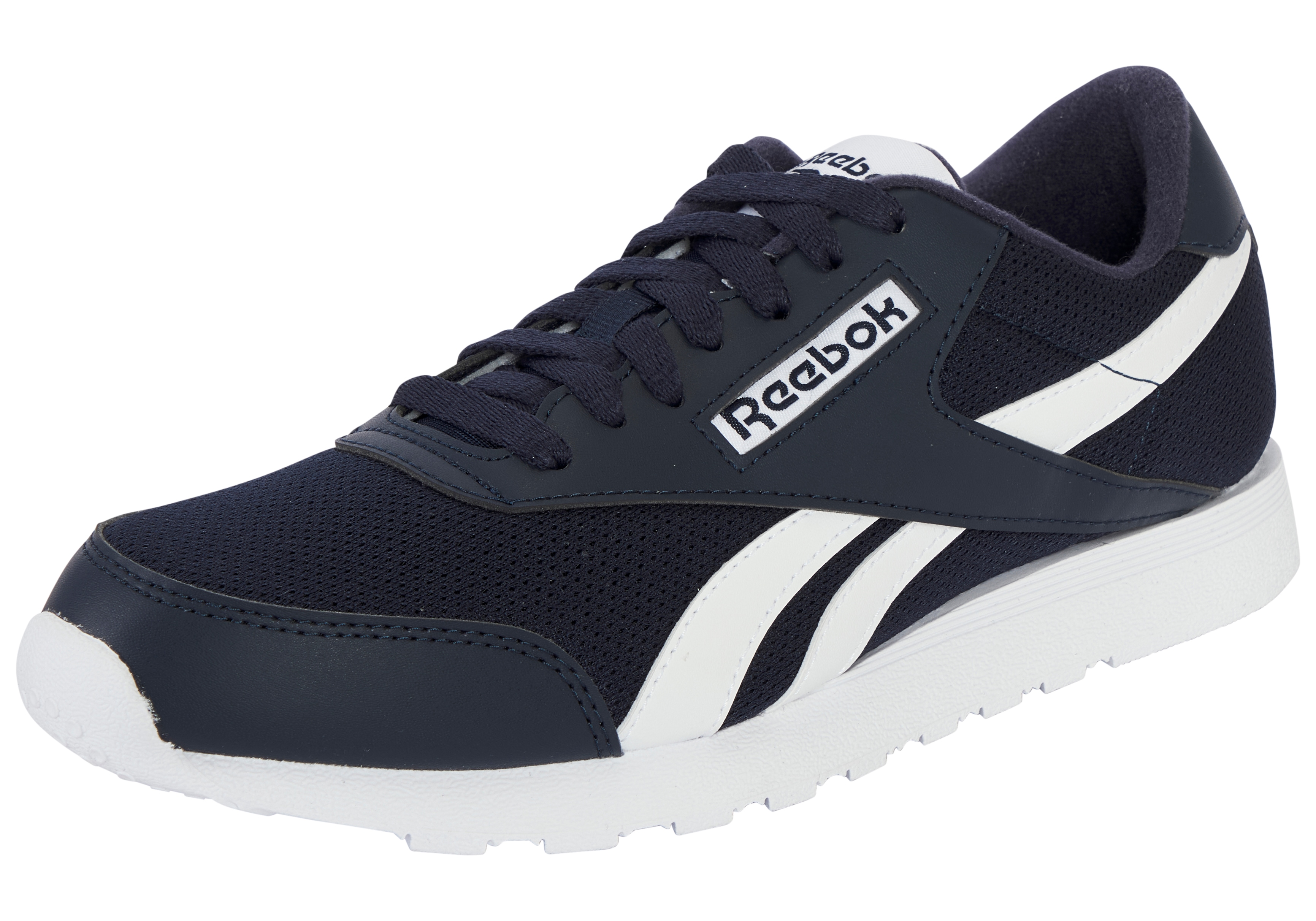Sneaker REEBOK CLASSIC "REEBOK ROYAL PRIME RUN", Damen, Gr. 45,5, navy, weiß, weiß, Synthetik, Textil, Schuhe Sneaker