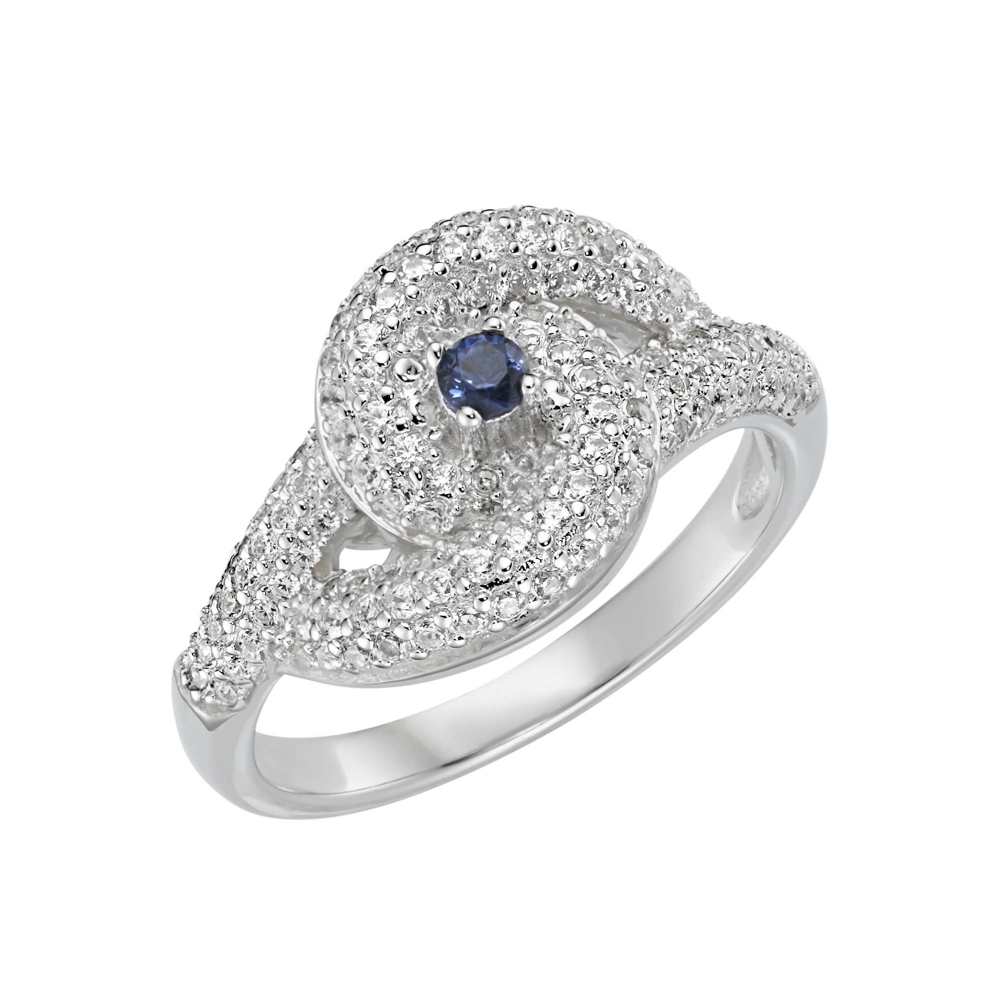 Silberring SMART JEWEL "mit Zirkonia und blauem Kristallstein, Silber 925" Gr. 56, blau, Fingerringe, Damen, 56, Silber 925 (Sterlingsilber) Image