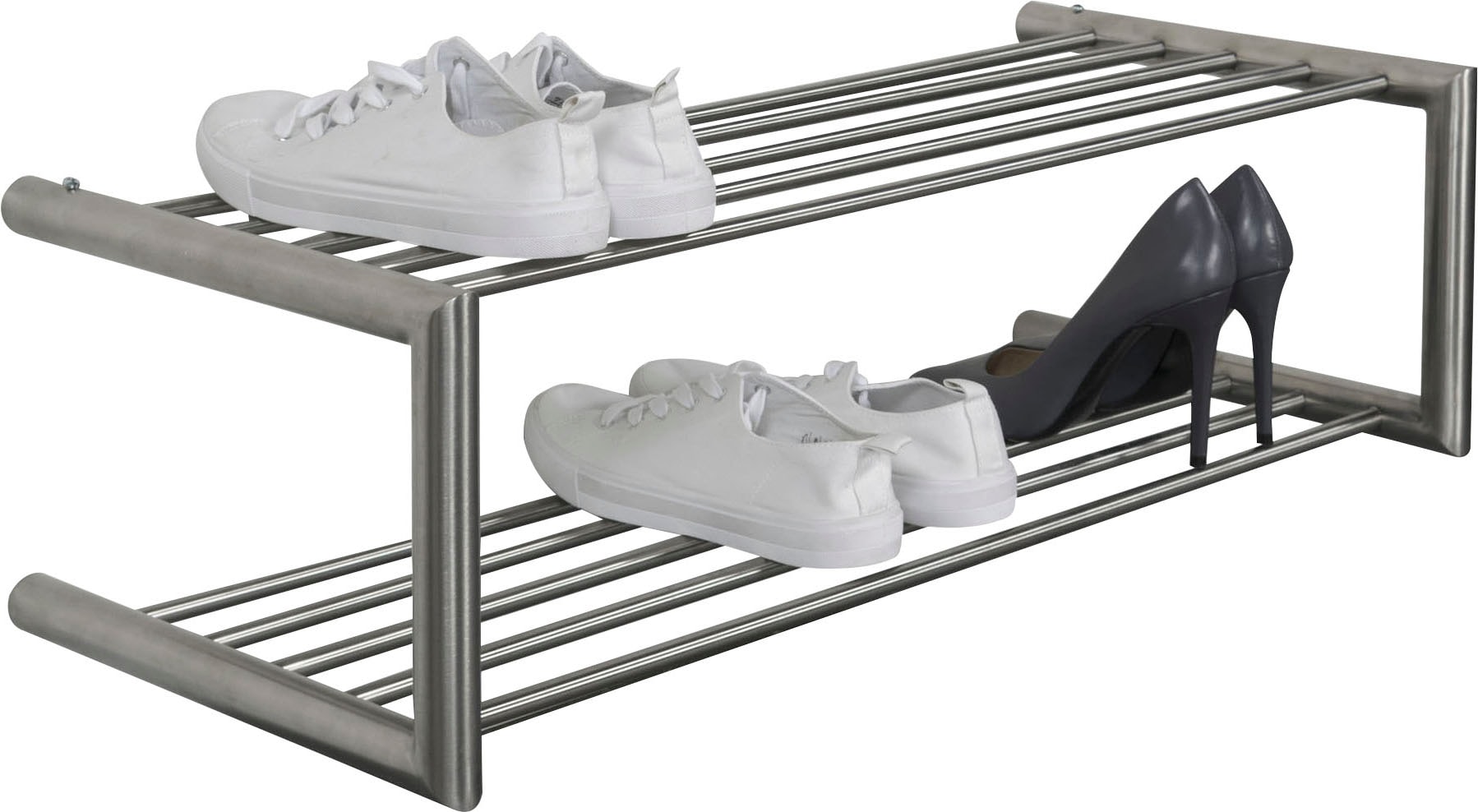 Schuhregal SPINDER DESIGN, grau (edelstahl), B:80cm H:23cm T:33,5cm, Metall, Regale, Edelmetall, Edelstahl Image