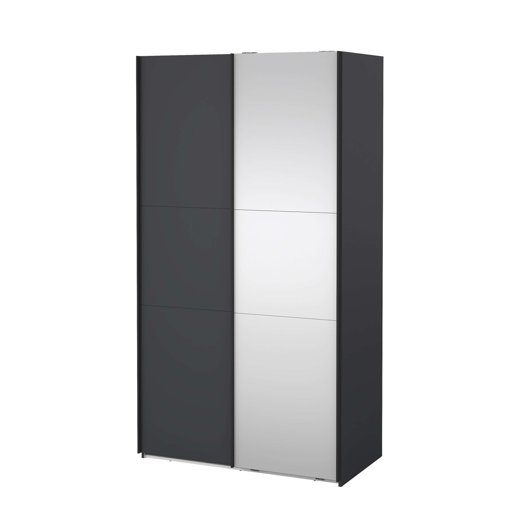 Schwebetürenschrank HOME AFFAIRE "Como, Kleiderschrank, Schlafzimmerschrank", grau matt, spiegel, B:118,5cm H:221cm T:66,6cm, FSC-zertifizierter Holzwerkstoff, Schränke, 1 Schwebetür, 1 Spiegelschiebetür, Kleiderstange, Einlegeboden Image