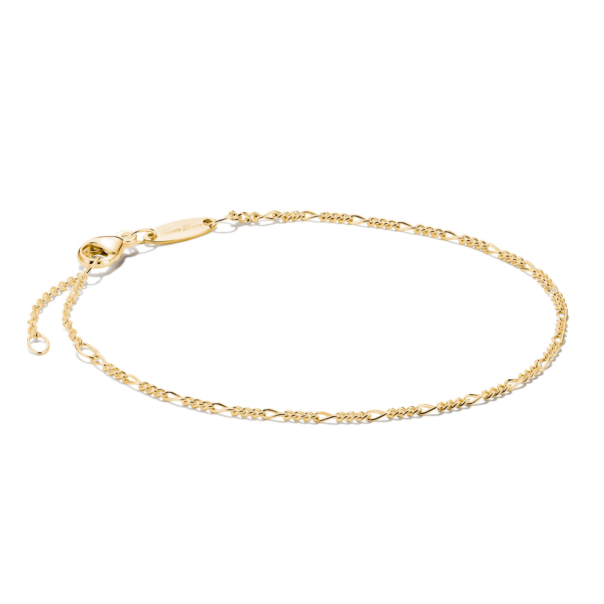 Armband THOMAS SABO "Figaro-Armband, A2207-001-21-L19v, A2207-413-39-L19v" Gr. 19, gold (gelbgoldfarben), Armbänder, Damen, 19, Silber 925 (recycelt) Image