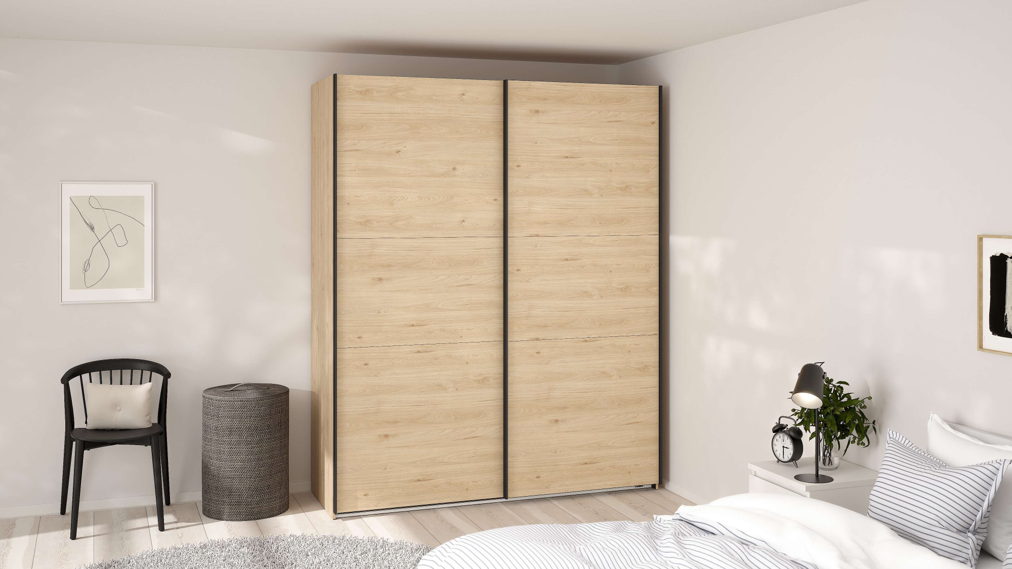 Schwebetürenschrank HOME AFFAIRE "Como, Kleiderschrank, Schlafzimmerschrank", jackson hickory, B:178,5cm H:221cm T:66,6cm, FSC-zertifizierter Holzwerkstoff, Schränke Image