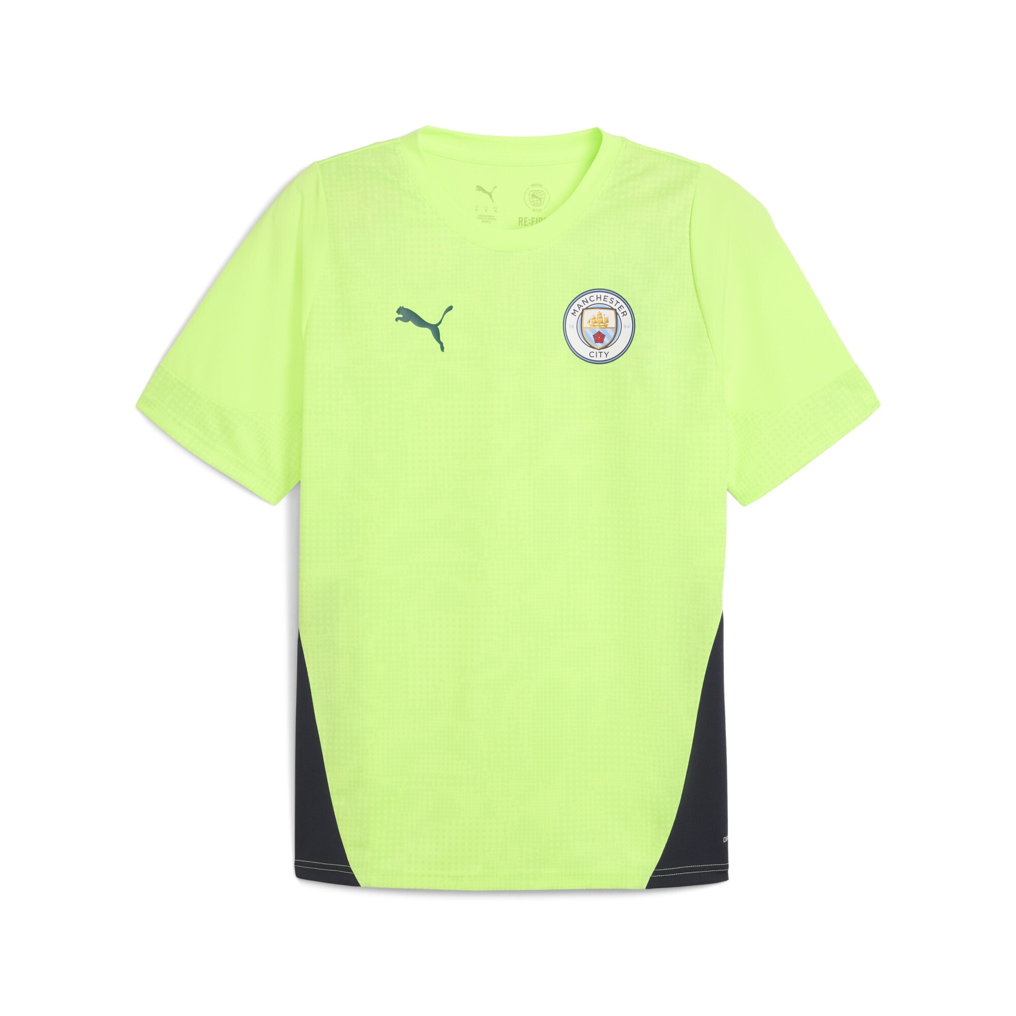 Trainingsshirt PUMA "Manchester City Trainingstrikot Herren", Herren, Gr. L, fizzy apple blau violet gelb, Obermaterial: 100% Polyester, slim fit, Rundhals, Shirts