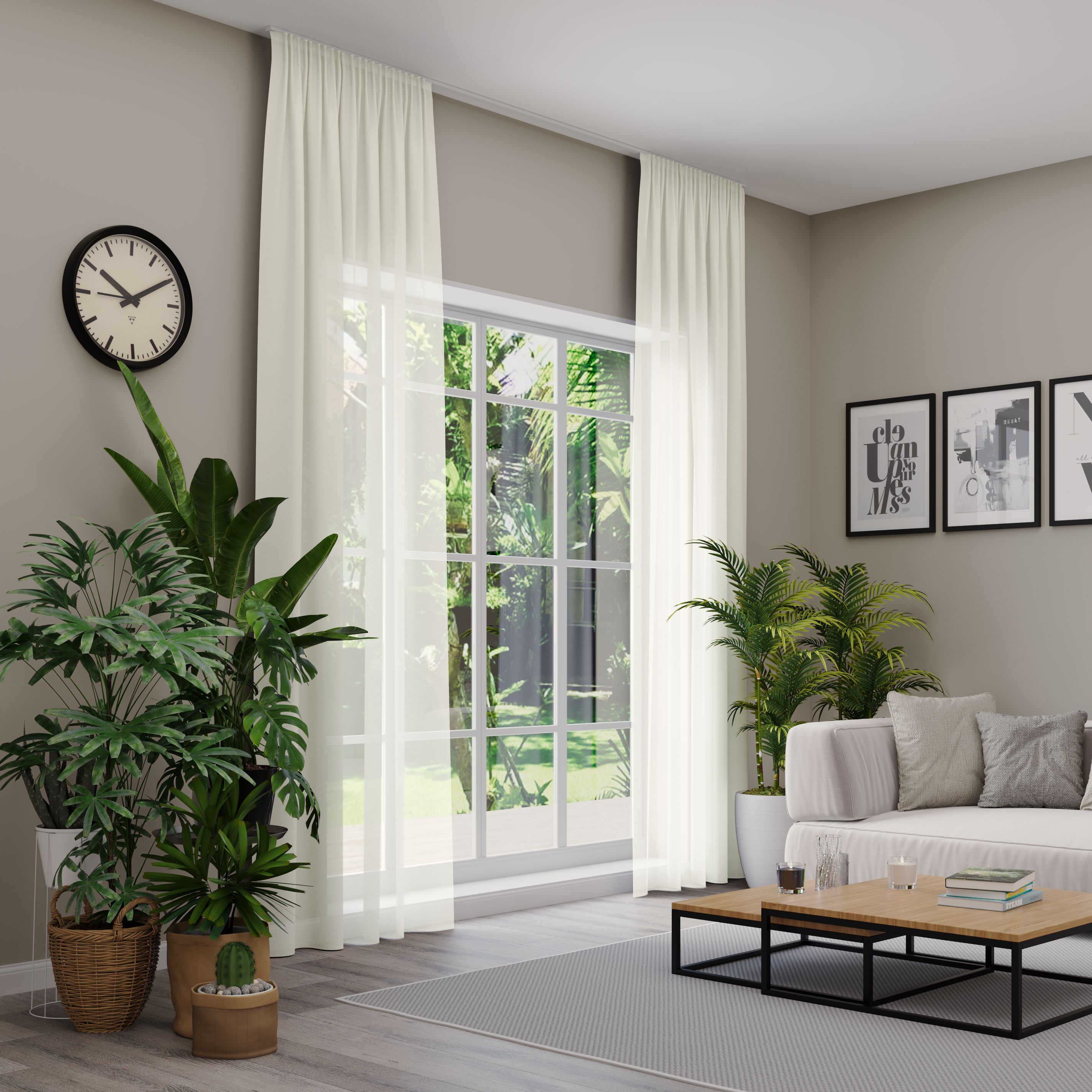 Vorhang nach Maß NEUTEX FOR YOU "EVA", weiß (wollweiß), B:800cm H:100cm, Obermaterial: 100% Polyester, Gardinen nach Maß, Uni-Voile mit elegantem Glanz Image