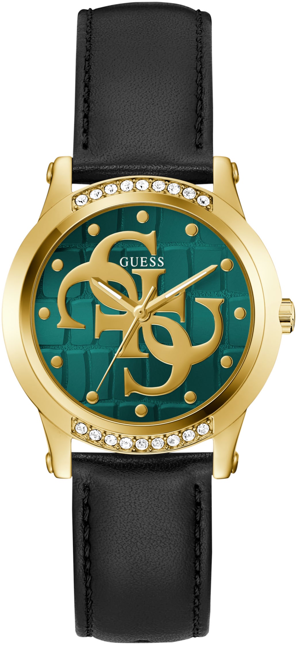 Quarzuhr GUESS "ANNETTE", schwarz, Armbanduhren, Damen, Armbanduhr, Damenuhr, Lederarmband, analog Image