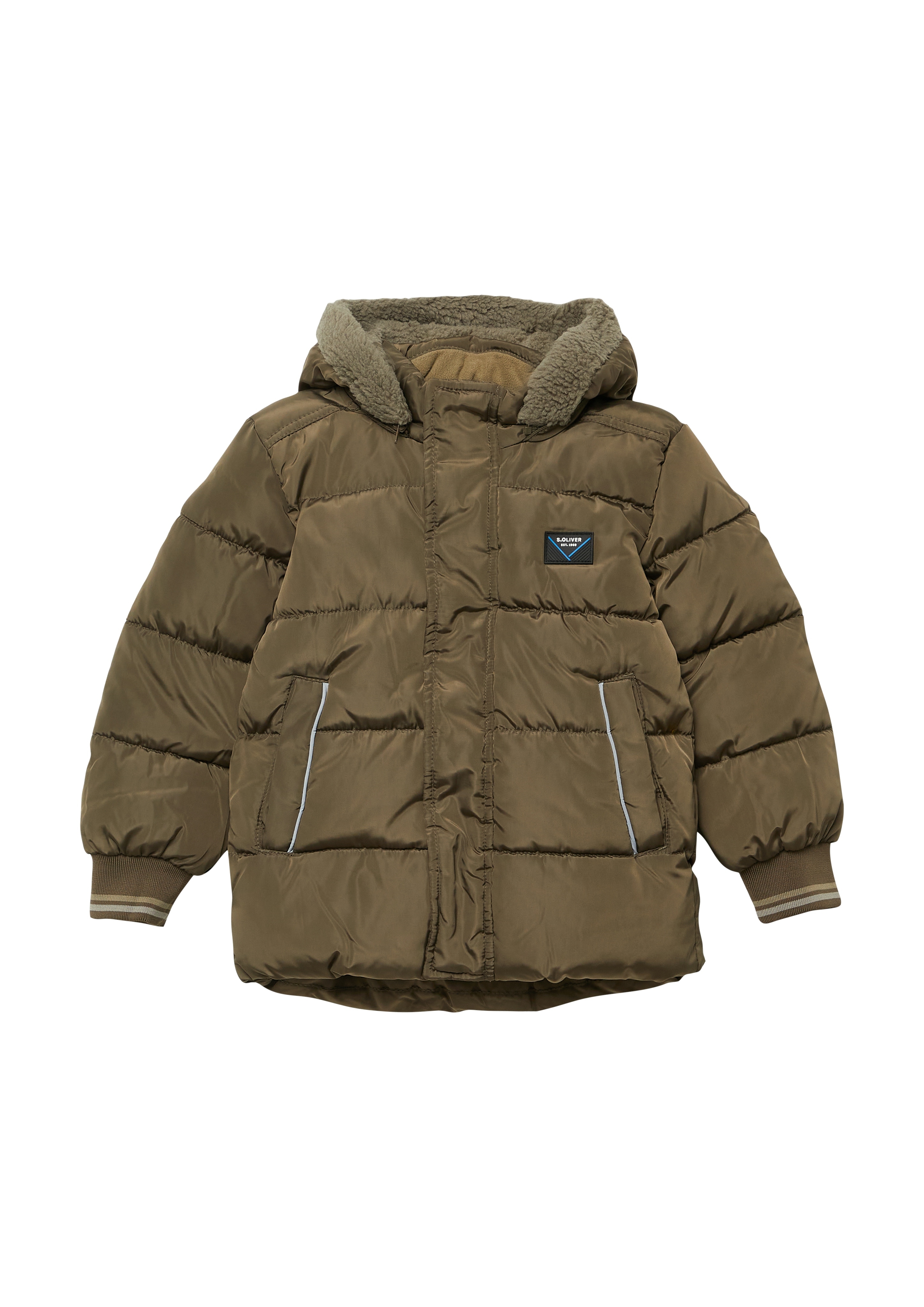 Steppjacke S.OLIVER JUNIOR, Jungen, Gr. 110, braun, Steppware, Obermaterial: 100% Polyester. Futter: 100% Polyester, unifarben, normal hüftbedeckend, Rundhals, Bündchen, Jacken Steppjacke, mit abnehmbarer Kapuze