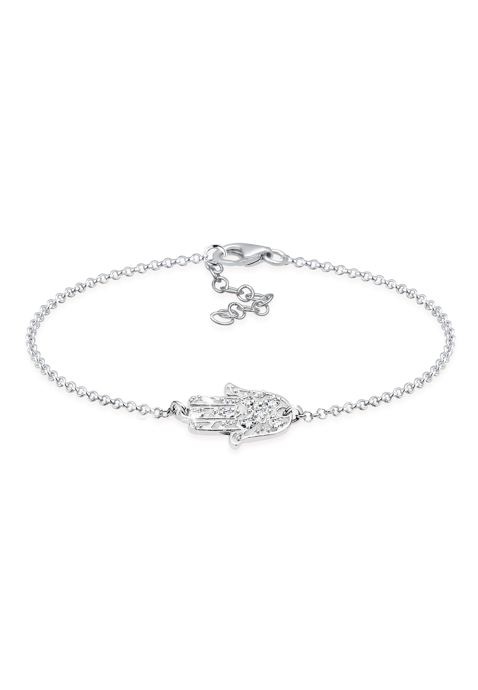 Armband ELLI "Hamsa Hand der Fatima 925 Silber, mit Kristallen von Swarovski", silber, Armbänder, Damen, 19cm,mit Steinen, Silber 925 (Sterlingsilber) Image