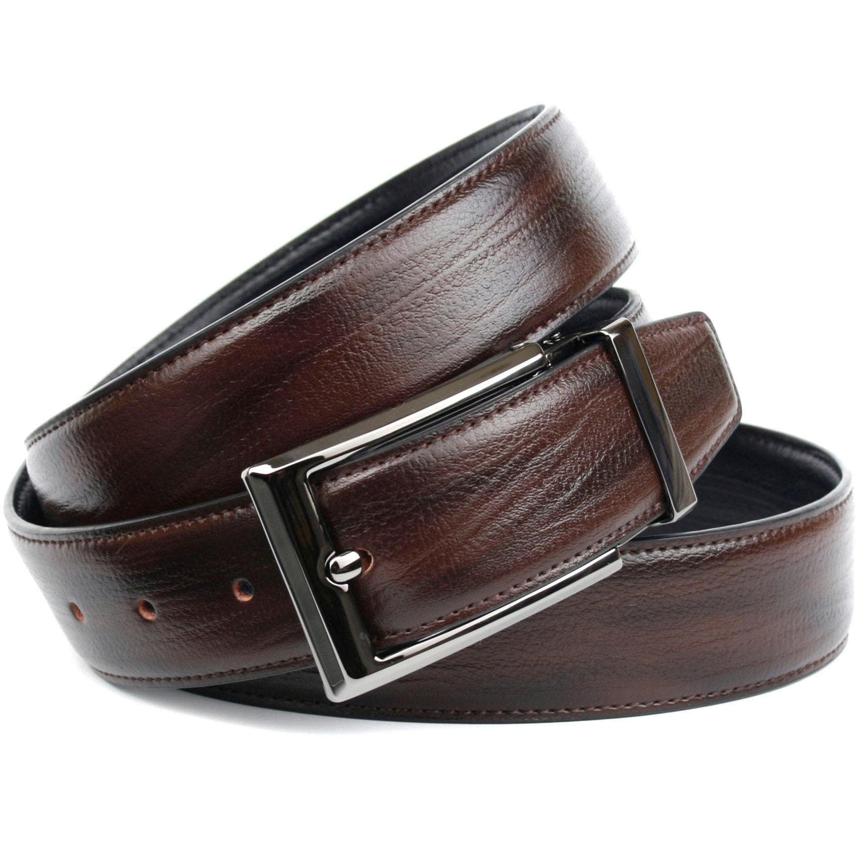 Ledergürtel ANTHONI CROWN, Damen, Gr. 11,5, braun (dunkelbraun, schwarz), Leder, unifarben, Gürtel, Wendegürtel in dunkelbraun und schwarz Image