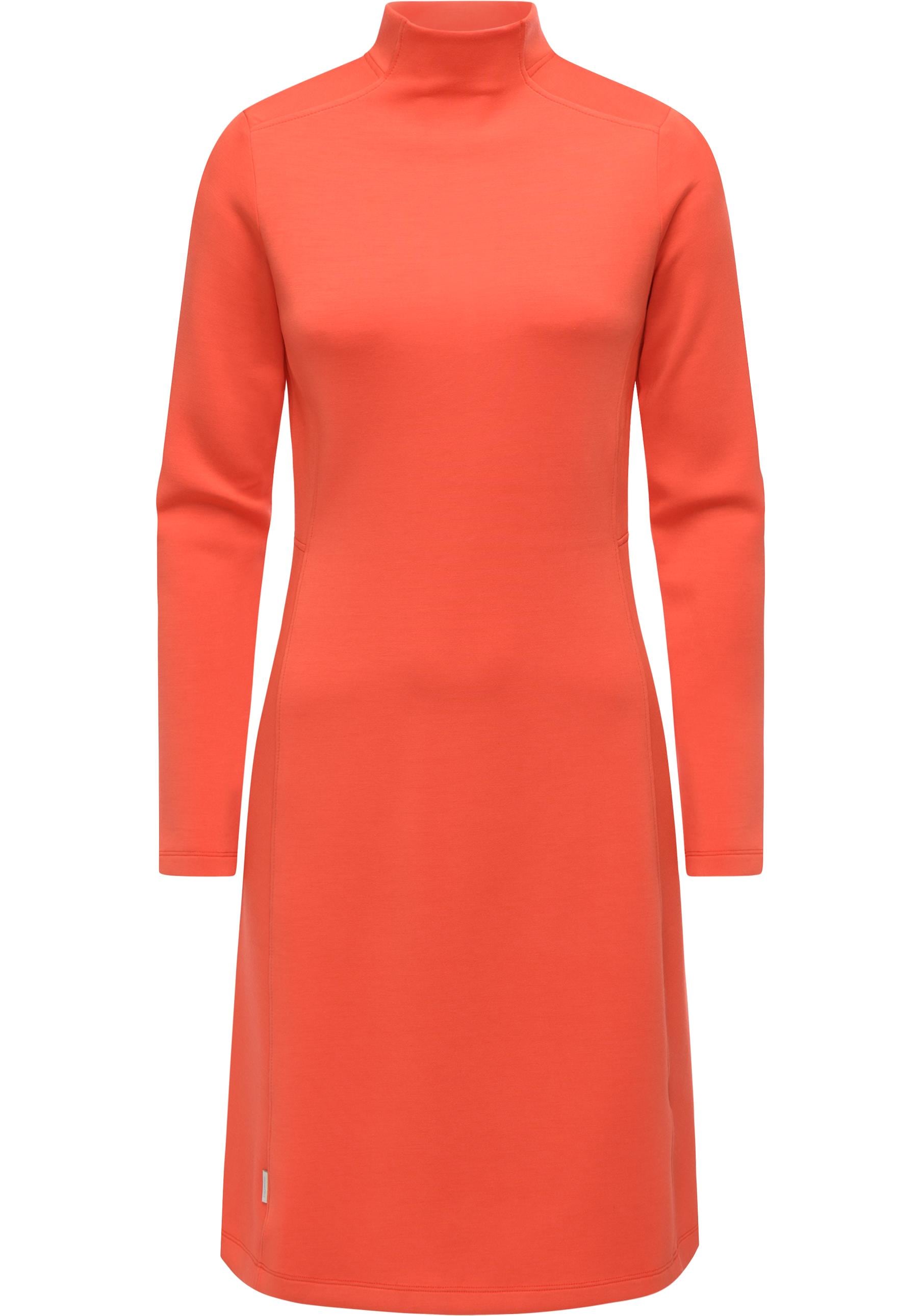A-Linien-Kleid RAGWEAR "Leavie", Damen, Gr. M (38), Normalgrößen, rot, Material: 47% Polyester, 47% Modal, 6% Elasthan, A-Linie knielang, hoch geschlossener Ausschnitt, eng, Kleider, Modisches Damen Sweatkleid mit Stehkragen