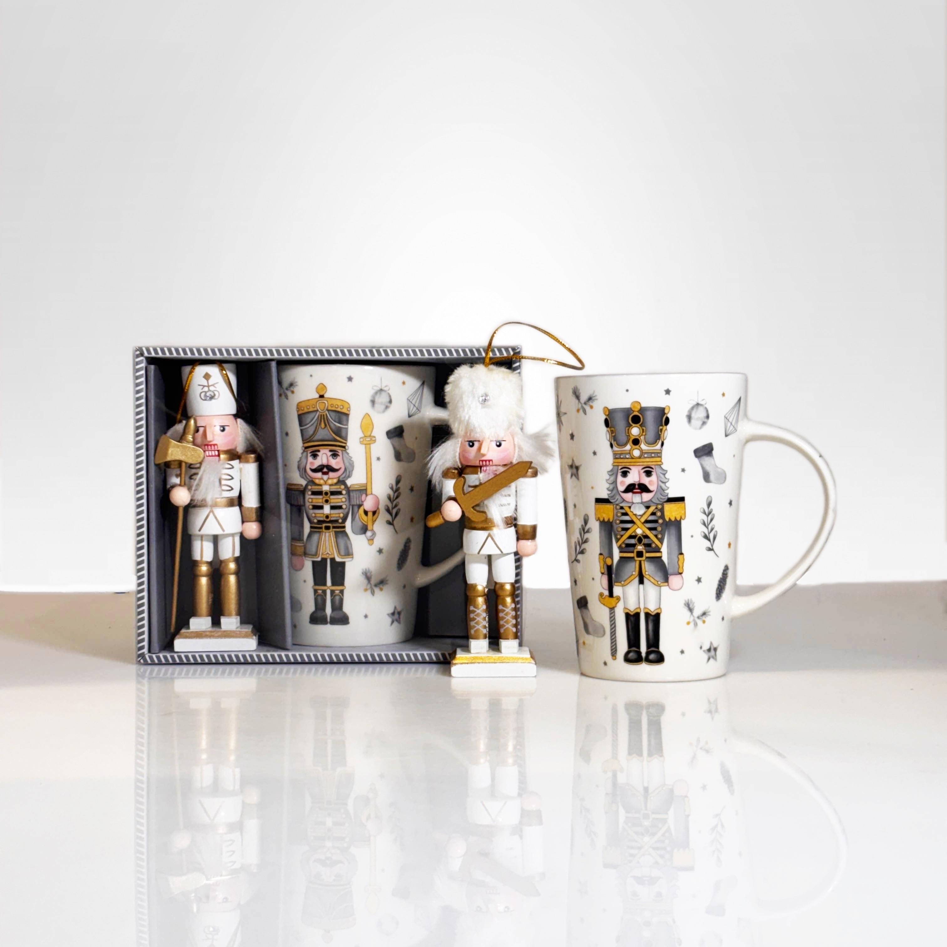 Porcelain Nutcracker Mug and Christmas Tree Ornament in Gift Box - 13oz