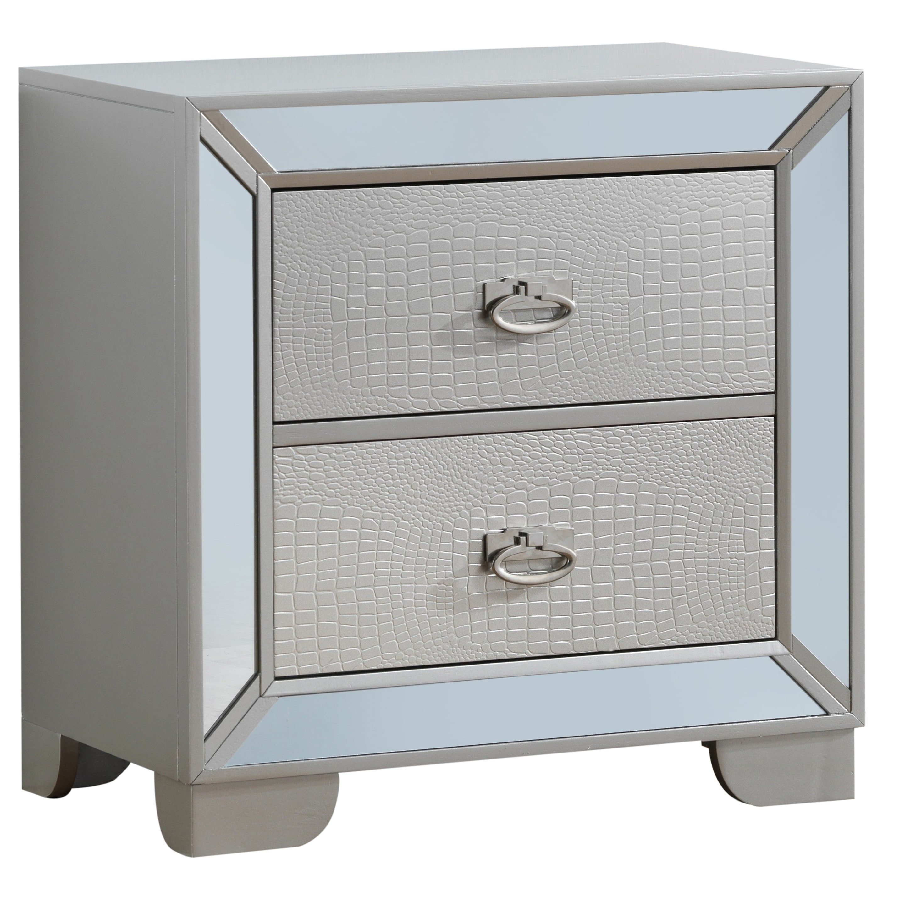 modern silver champagne bedside table
