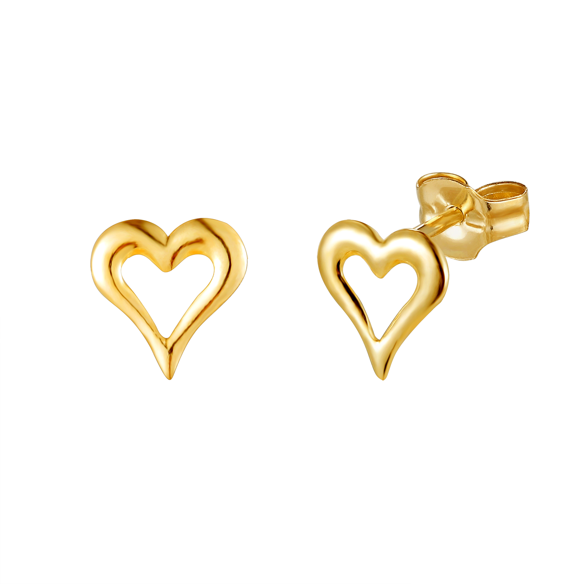 The Jewellery Stockroom Womens 9ct Yellow Gold 5mm Pierced Heart Stud Earrings - One Size | The Jewellery Stockroom Sale | Discount Designer Brands