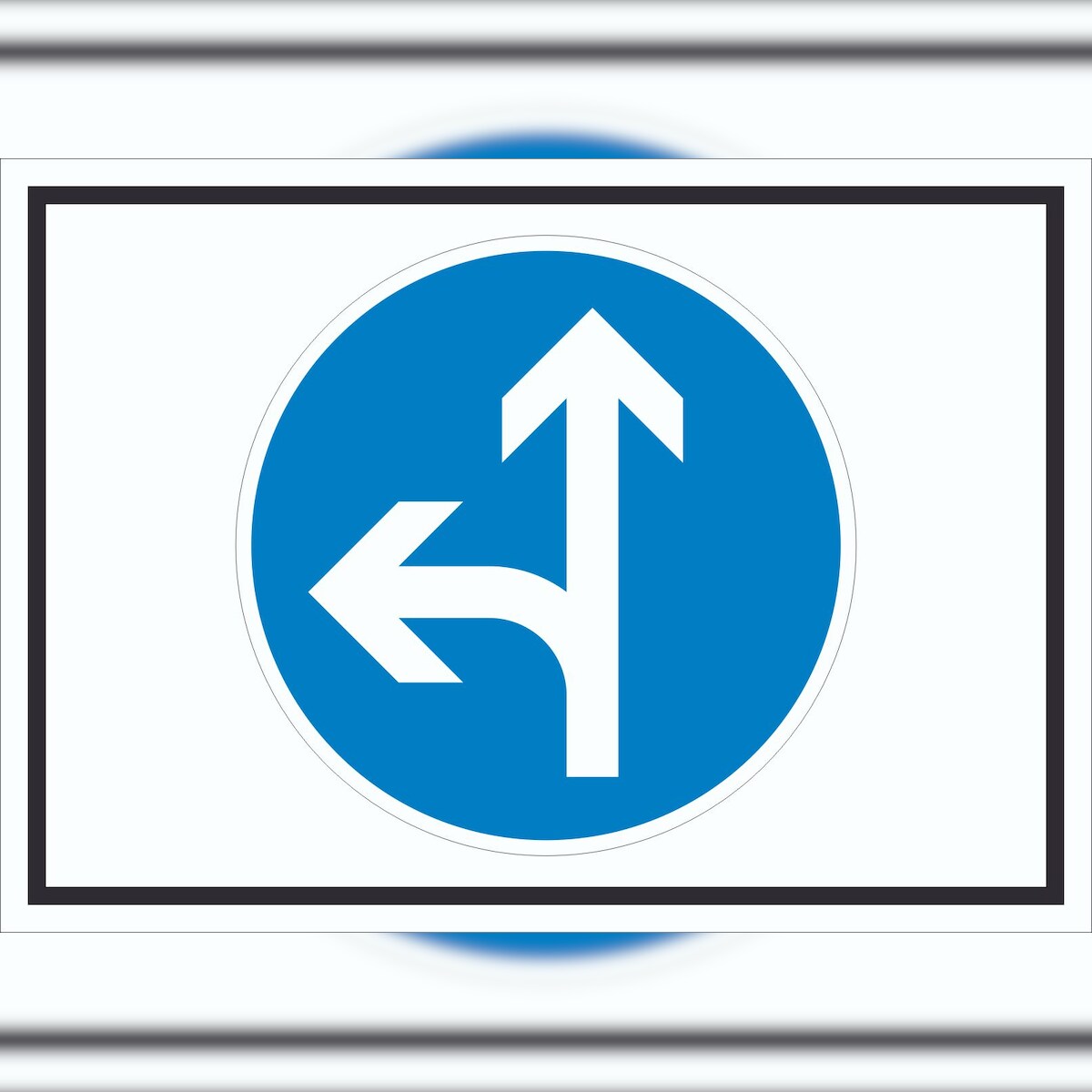 HB-Druck Schild Fahrtrichtung geradeaus oder links Symbol A2 Rückseite selbstklebend Image